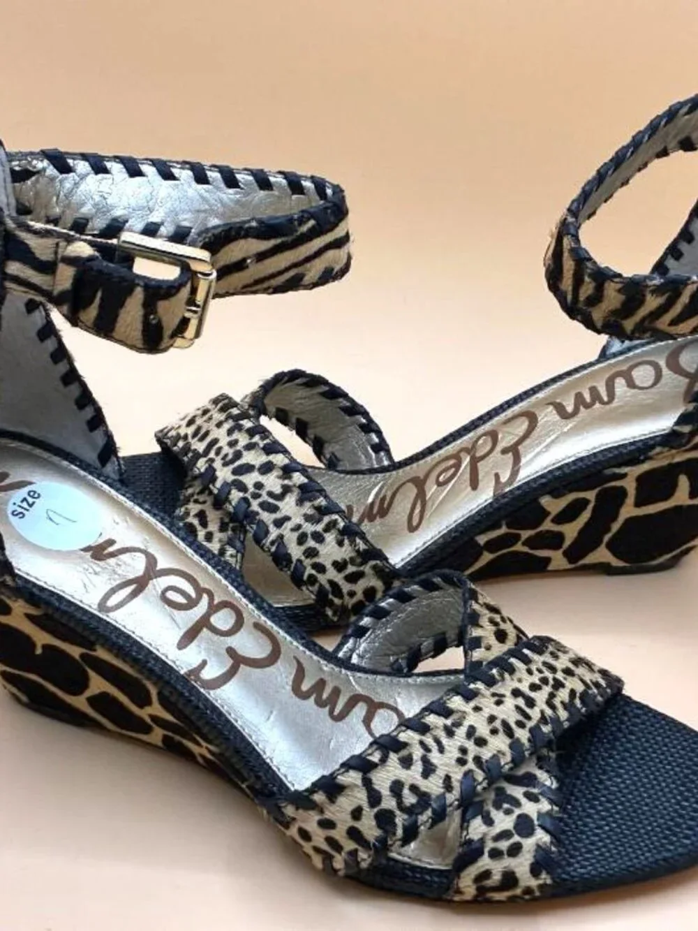 *EUC* Sam Edelman SILVIA Animal Print Wedge Sandals. Women's Size 7 M Leop